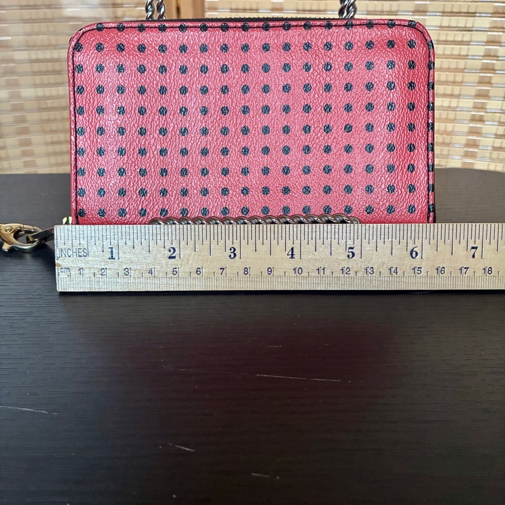 Fossil Leather Wallet Wristlet in Pink and Black Polka Dots - Picture 7 of 9
